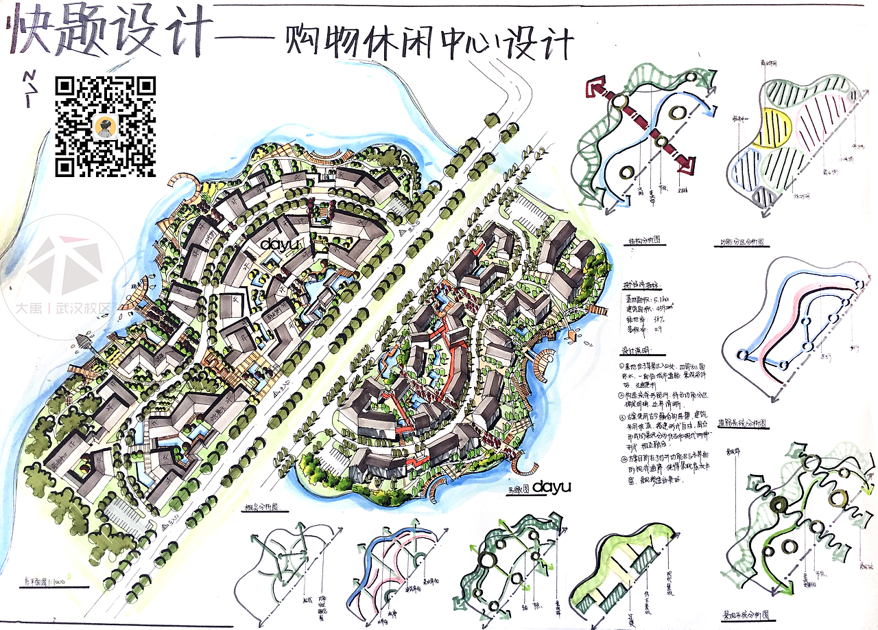 大禹手绘武汉校区规划快题优秀作品欣赏