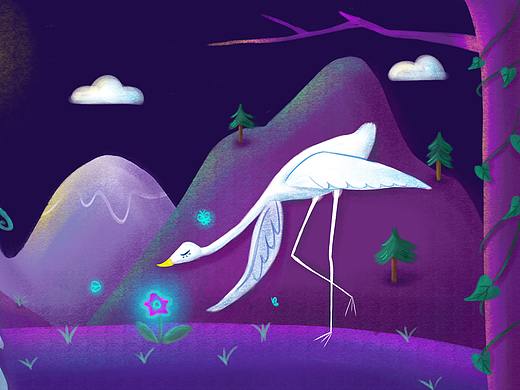 紫色天鹅与月亮（个人主页-ZMzQyMDIxNzI=） - 创作习作 - 站酷设计师第五碗云吞原创素材 - 站酷ZCOOL