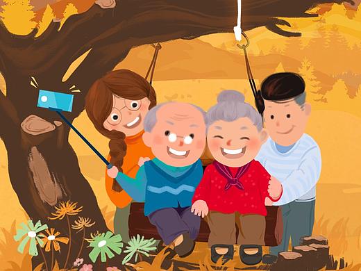 重阳节手绘海报