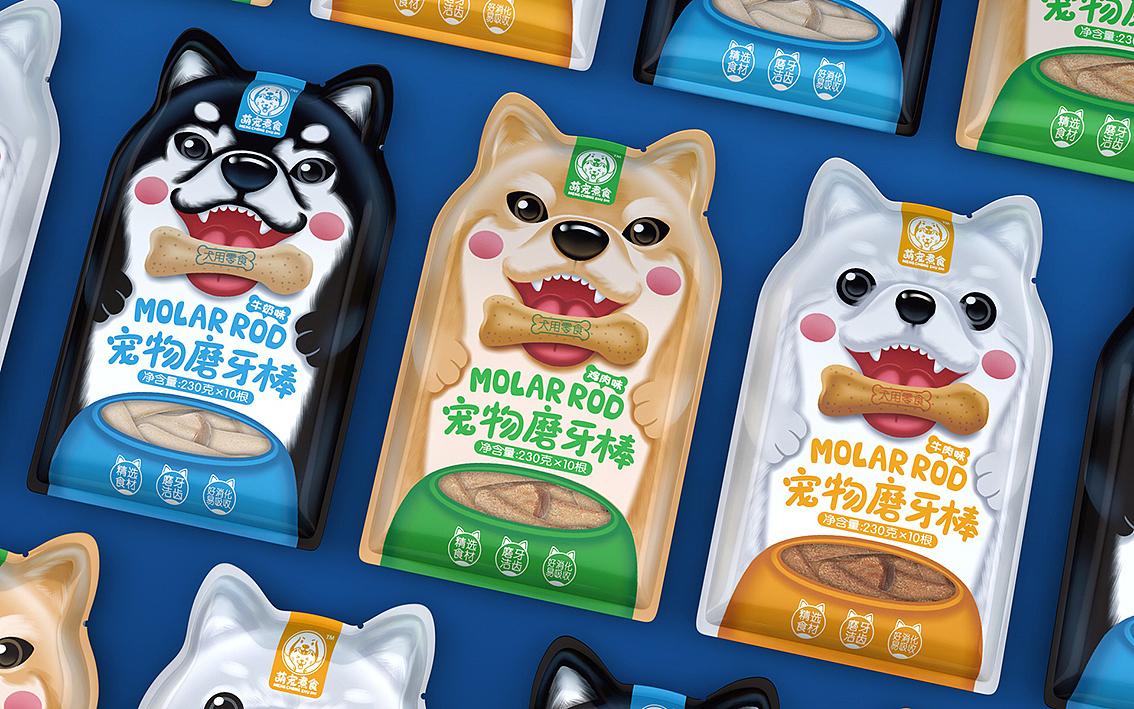 萌宠煮食宠物磨牙棒包装设计