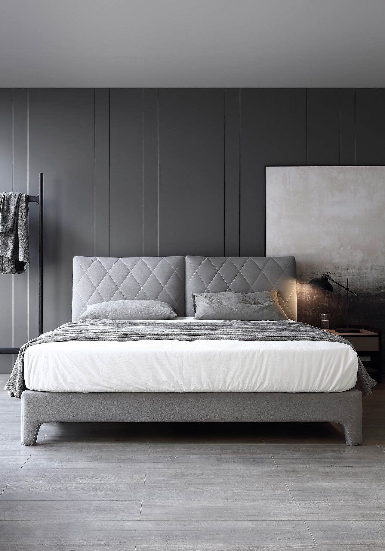 灰色布艺床（图ZMjQxNzM0Mzk2） - 家装设计 - 站酷设计师黑白灰主旋律原创素材 - 站酷ZCOOL