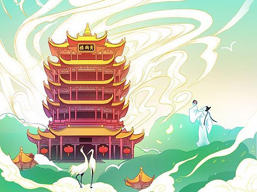 武汉插画-两江四岸导览图