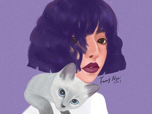 抱猫少女
