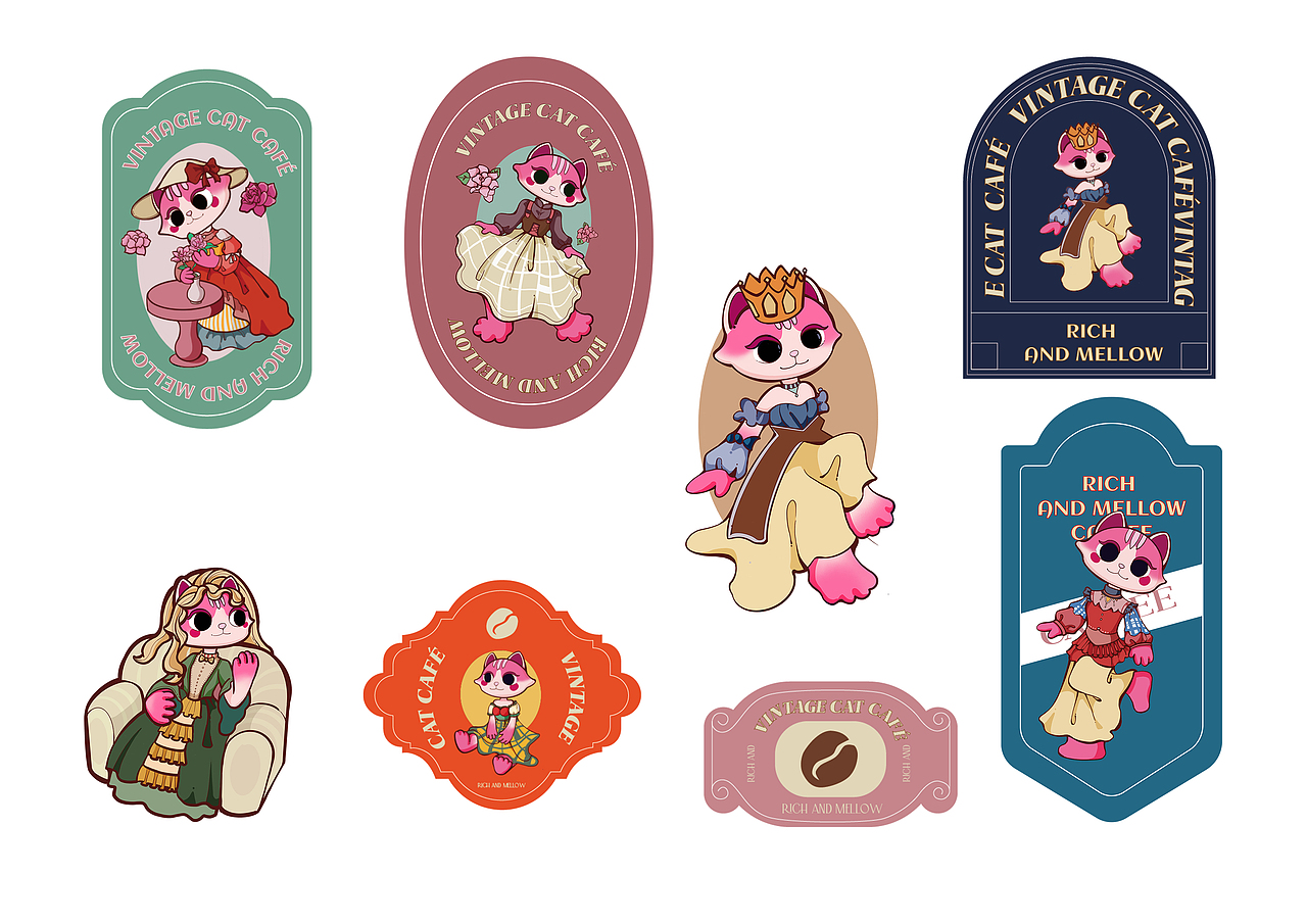 《蒂维妮》复古猫咖品牌IP形象设计(IP可授权)