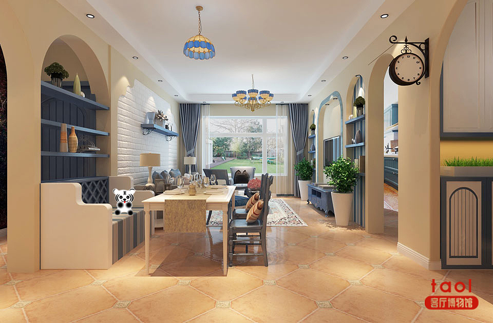 【客厅博物馆】放眼望去,客厅、餐厅位于同一时间轴,不仅空间得到有效利用,而且显得有层次感
