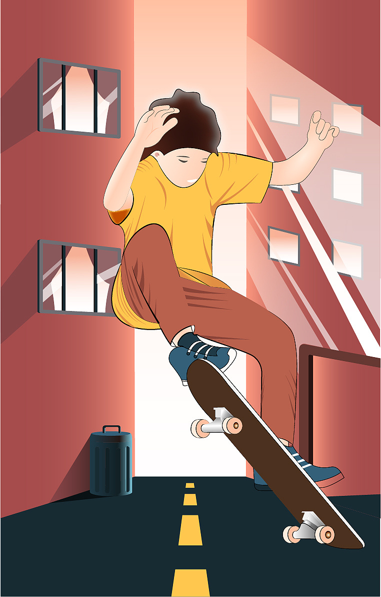 电脑青年与滑板少年|插画|创作习作|那鲁多萨死给 - 原创作品 - 站酷