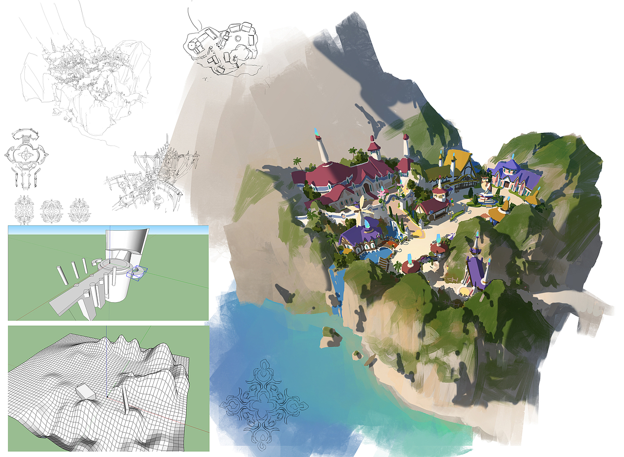 洛克猴课范 沙盘地形规划新图《FOX TOWN》高清步骤图（图ZMTE5MjQwNzUy） - 游戏原画 - 站酷设计师艺数绘CG原创素材 - 站酷ZCOOL