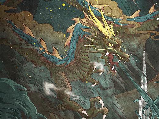 《全球风暴》电影中国风插画海报设计