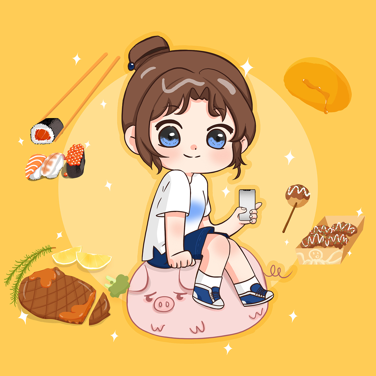 这是小陈，十足的大吃货，外表可爱的她因为吃了很多好吃的，所以现在有点扛不住她来自物理的攻击[billd扯]