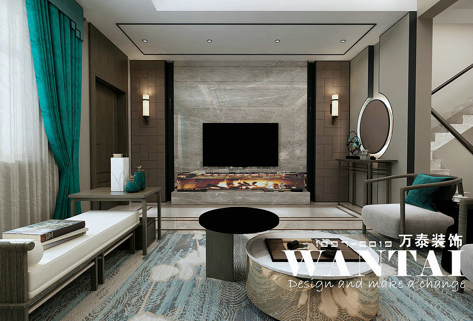 泰安五矿万境水岸别墅装修-186㎡新中式风格-牛嘉伟（图ZMTQ5NTAyMjEy） - 家装设计 - 站酷设计师泰安小丁装修原创素材 - 站酷ZCOOL