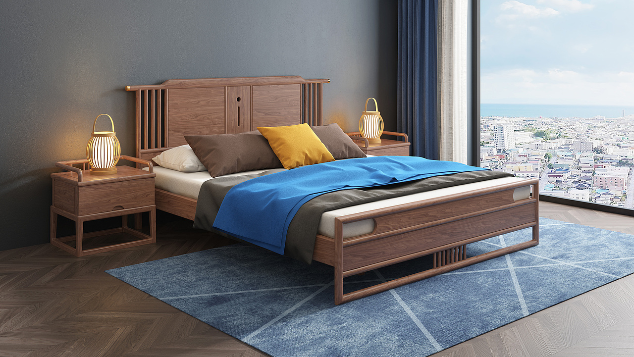 №295中式实木床建模渲染教程（图ZMjgxODA2Mzg4） - 生活用品 - 站酷设计师古色谷香原创素材 - 站酷ZCOOL