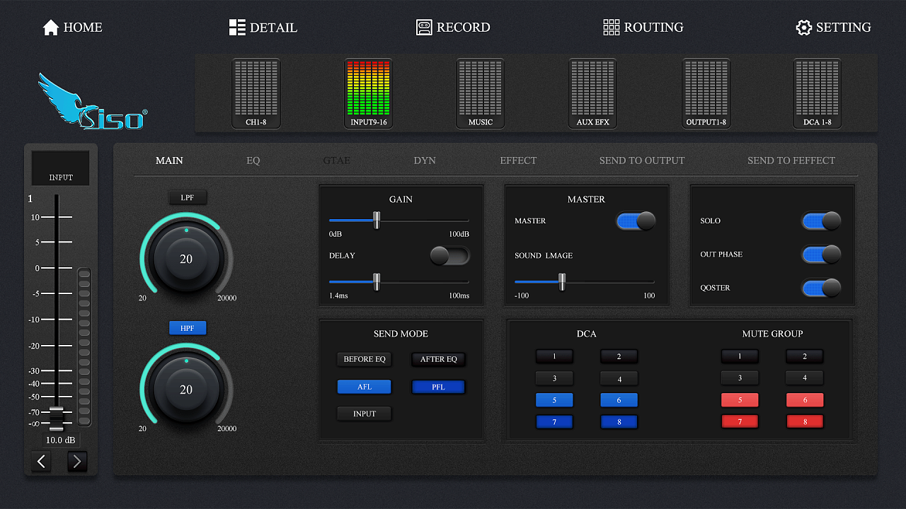dw100-软件调音台ipad平板电脑ui界面设计