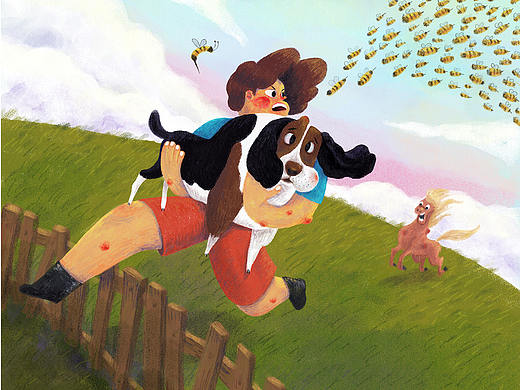 被蜜蜂追赶的男孩