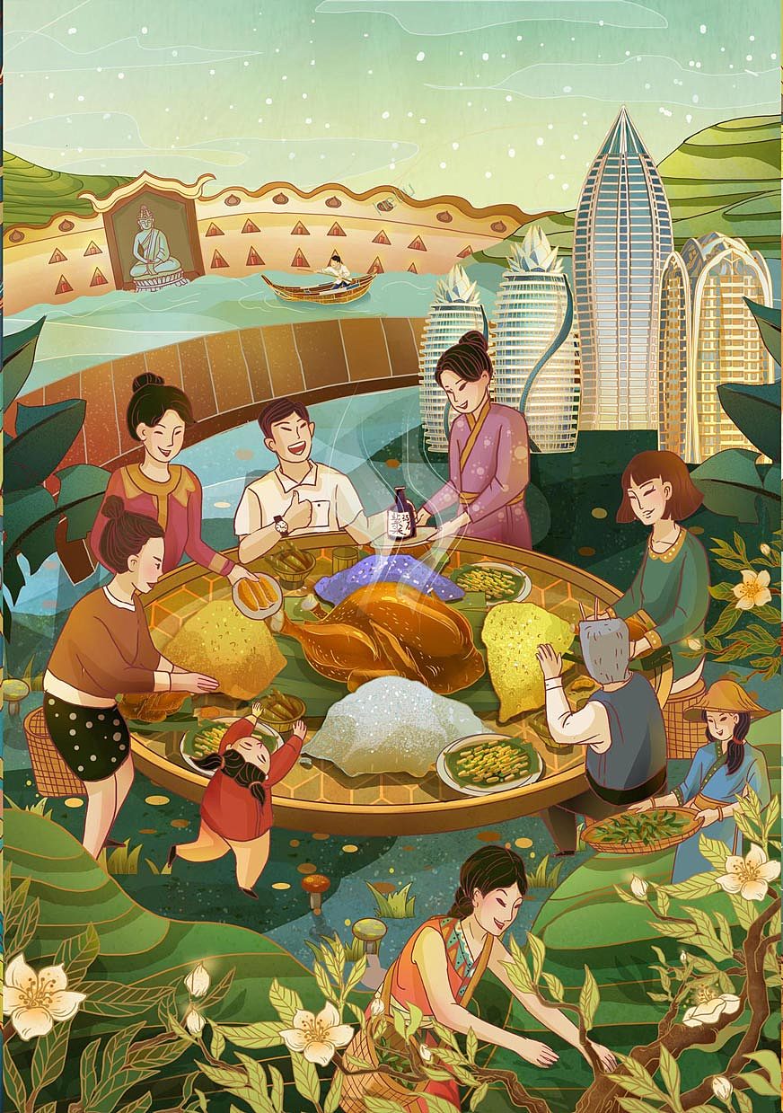 商业插画《插画合集1》云南地域特色,人文的故事