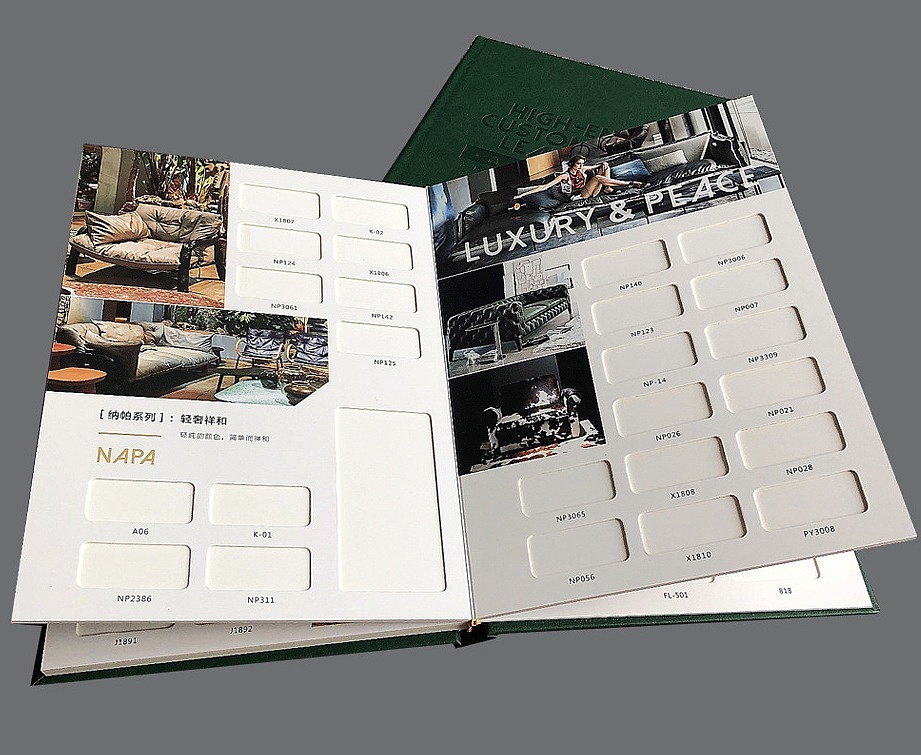 彩页玻璃色卡样本、铝型板材色卡样册、不锈钢橱柜色卡