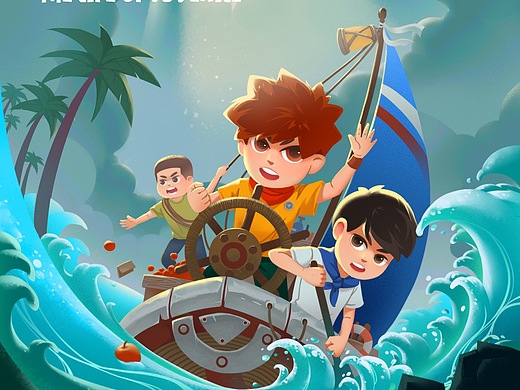 少年漂流,儿童插画