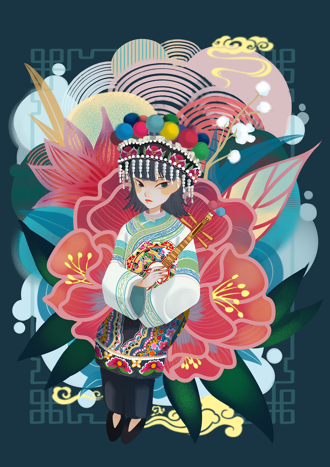 彝族插画设计-【彝】