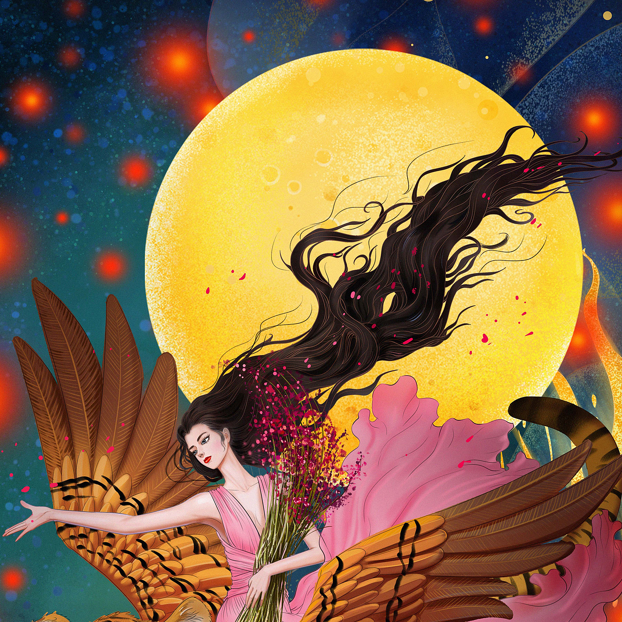 春到人间人似玉,灯烧月下月如银。（图ZMjg4NDQxMTc2） - 商业插画 - 站酷设计师倾轻松原创素材 - 站酷ZCOOL