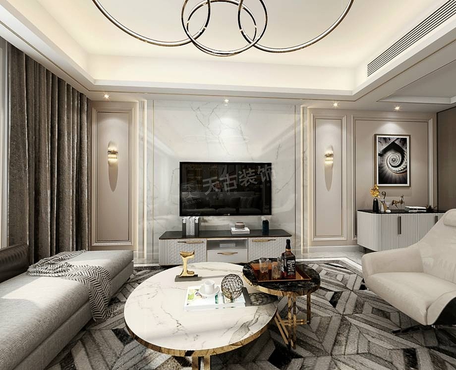 龙湖景粼玖序装修案例|轻奢风格设计效果图,天古装饰