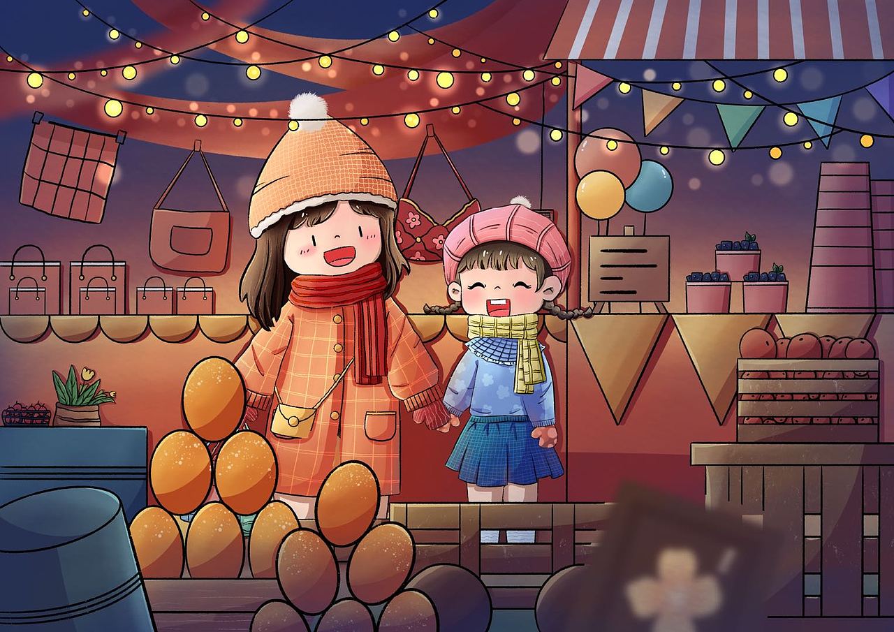 夜晚的集市（图ZMjk4NDI5NjYw） - 创作习作 - 站酷设计师dudu小白兔原创素材 - 站酷ZCOOL