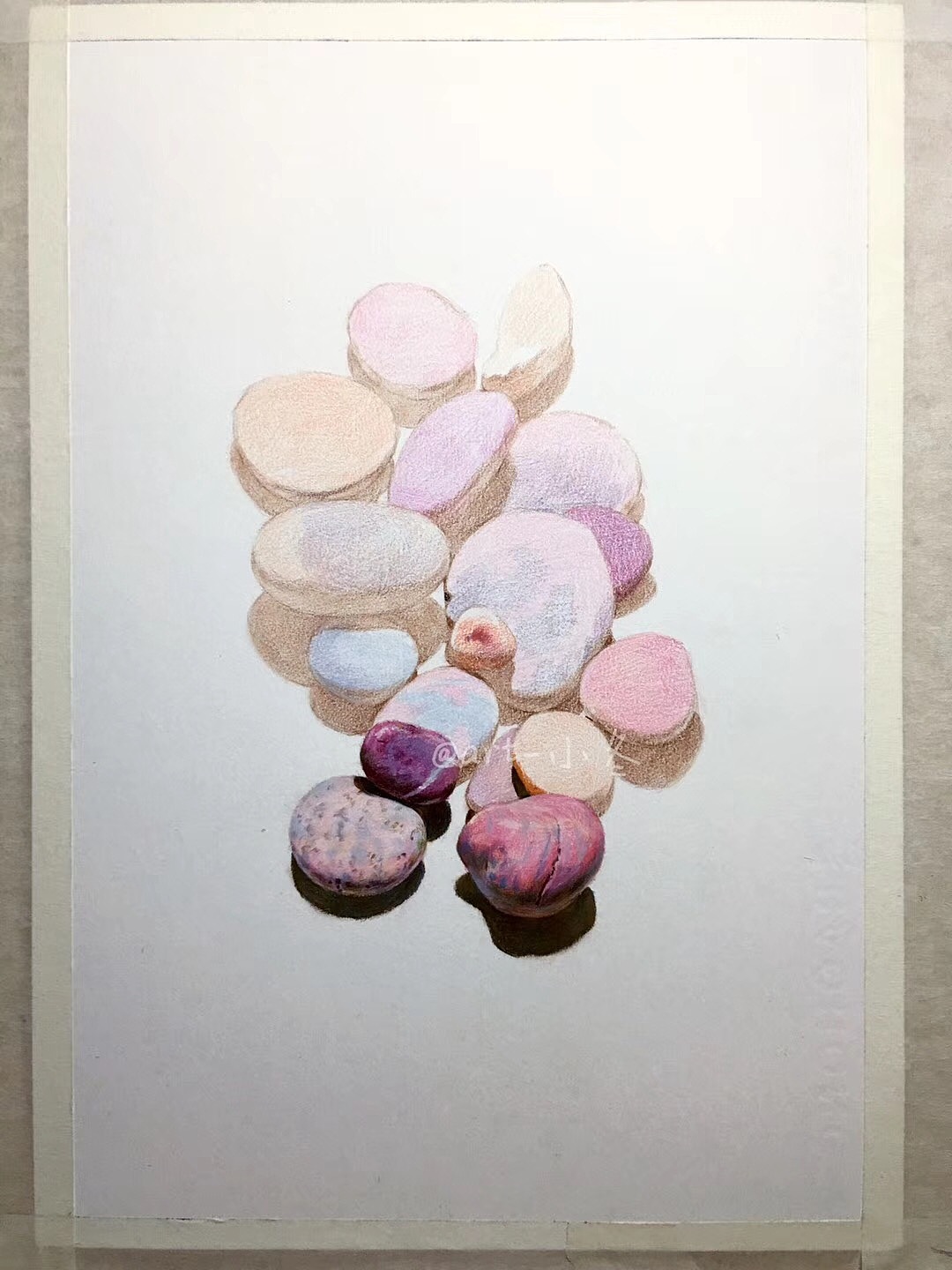 彩铅画石头