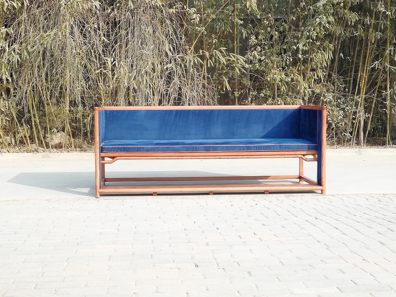 罗锅枨蓝色天鹅绒软包罗汉床（图ZMTQyOTk0MDk2） - 生活用品 - 站酷设计师lishengkai2013原创素材 - 站酷ZCOOL