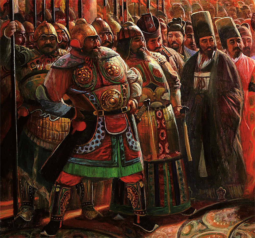 油画作品《大唐皇帝会见外国使臣》_王可伟-站酷zcool