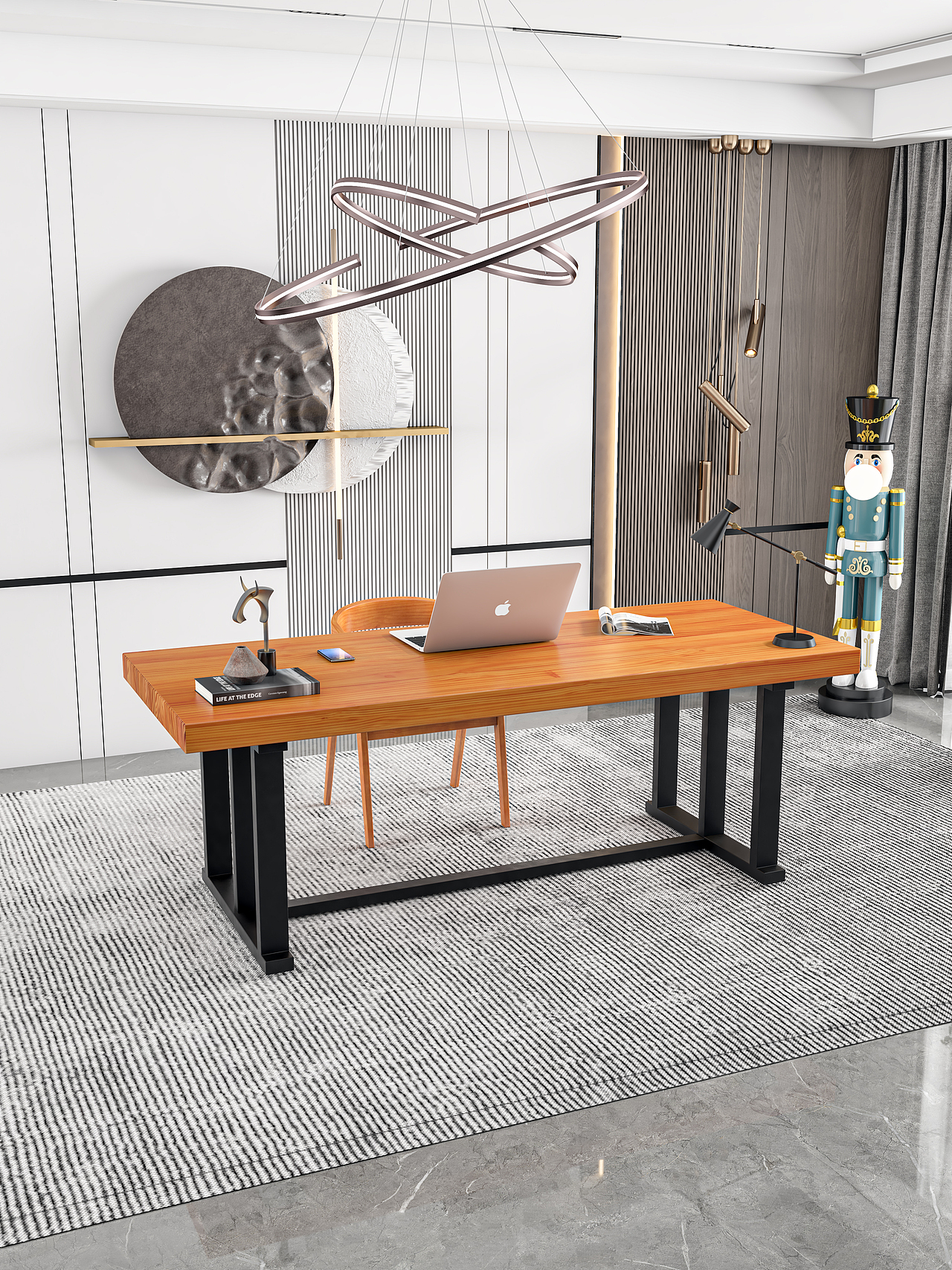 实木铁艺办公桌