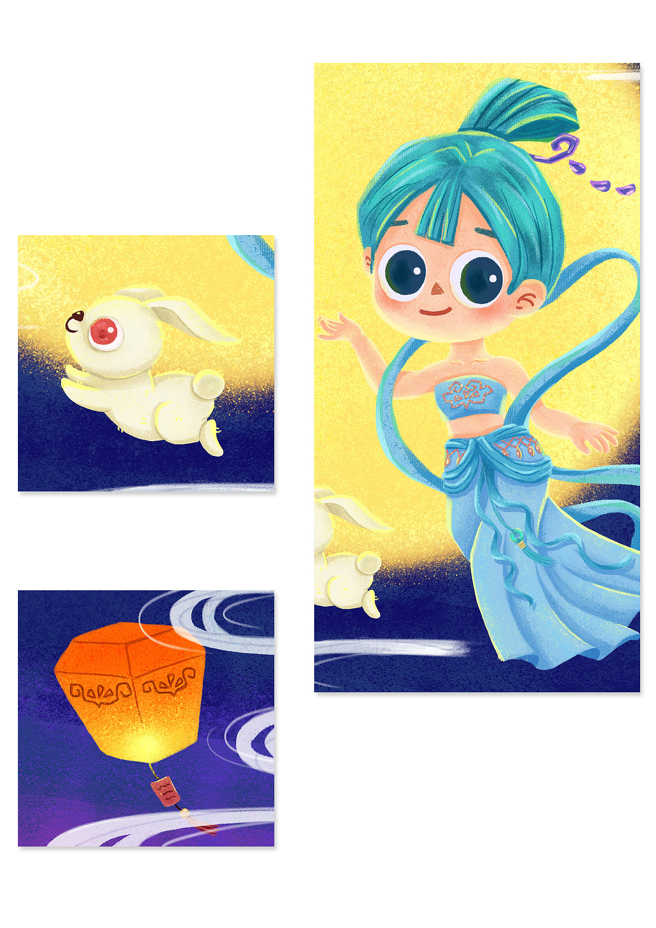 【原创插画】月光嫦娥小玉兔