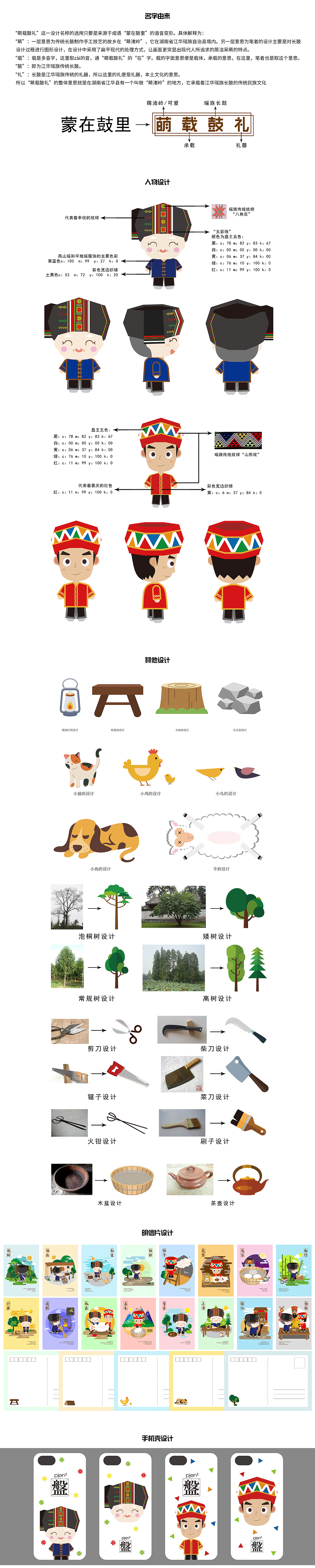 “萌载鼓礼”系列插画设计