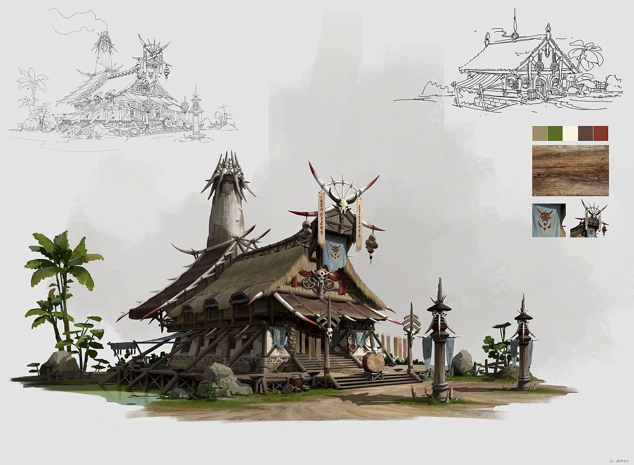 近期几张游戏原画单体建筑的设计-杜震|插画|游戏原画|艺数绘eart