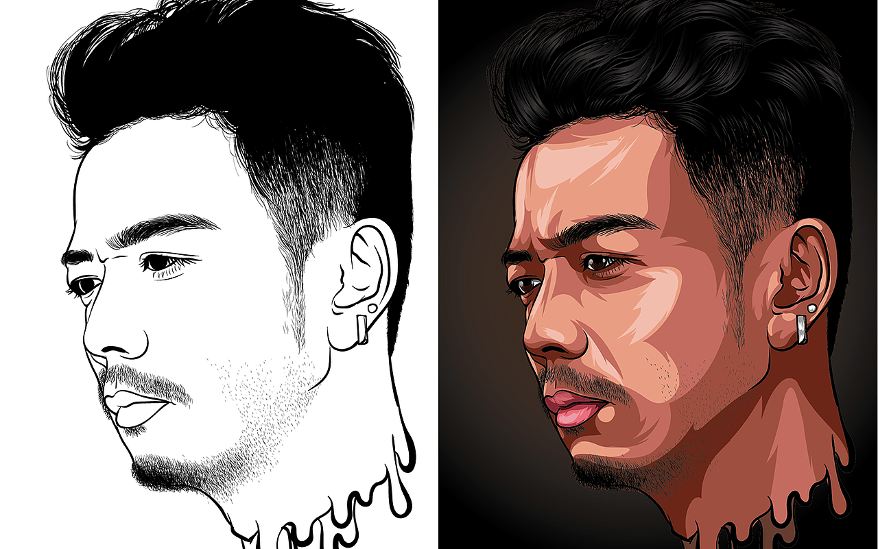 手绘AI矢量插画头像,近期练习作品,请多赐教!