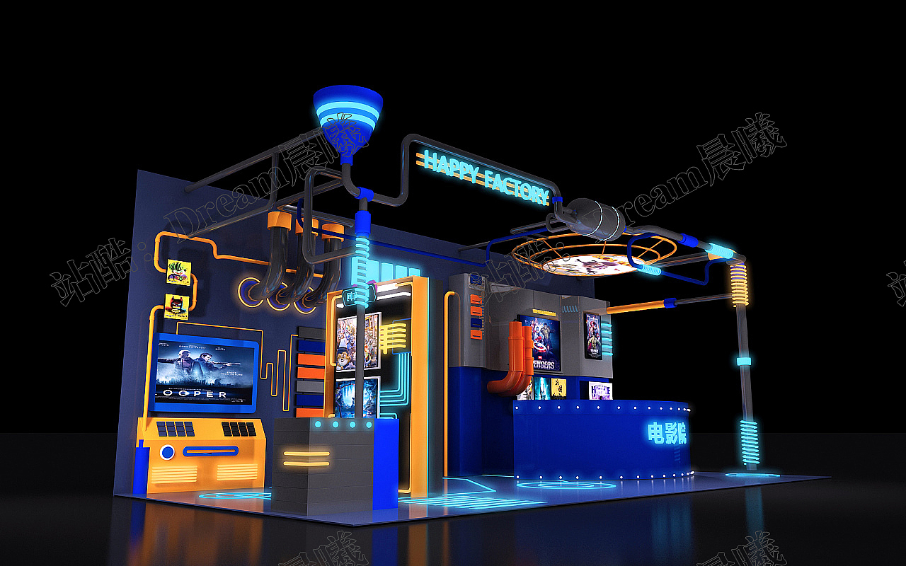 炫酷电影风暴快闪店设计/科技展台/通讯美陈