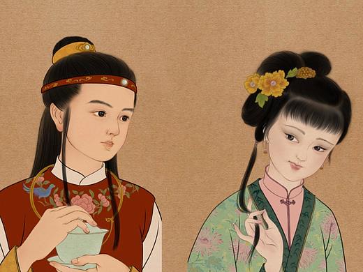 红楼梦群像之金陵十二钗-文创插画