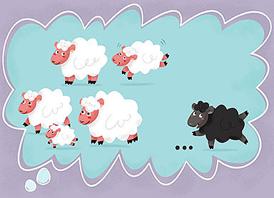 繪本《One Black Sheep》（圖ZMTA0NzU4ODMy） - 商業(yè)插畫 - 站酷設計師smalldust原創(chuàng)素材 - 站酷ZCOOL