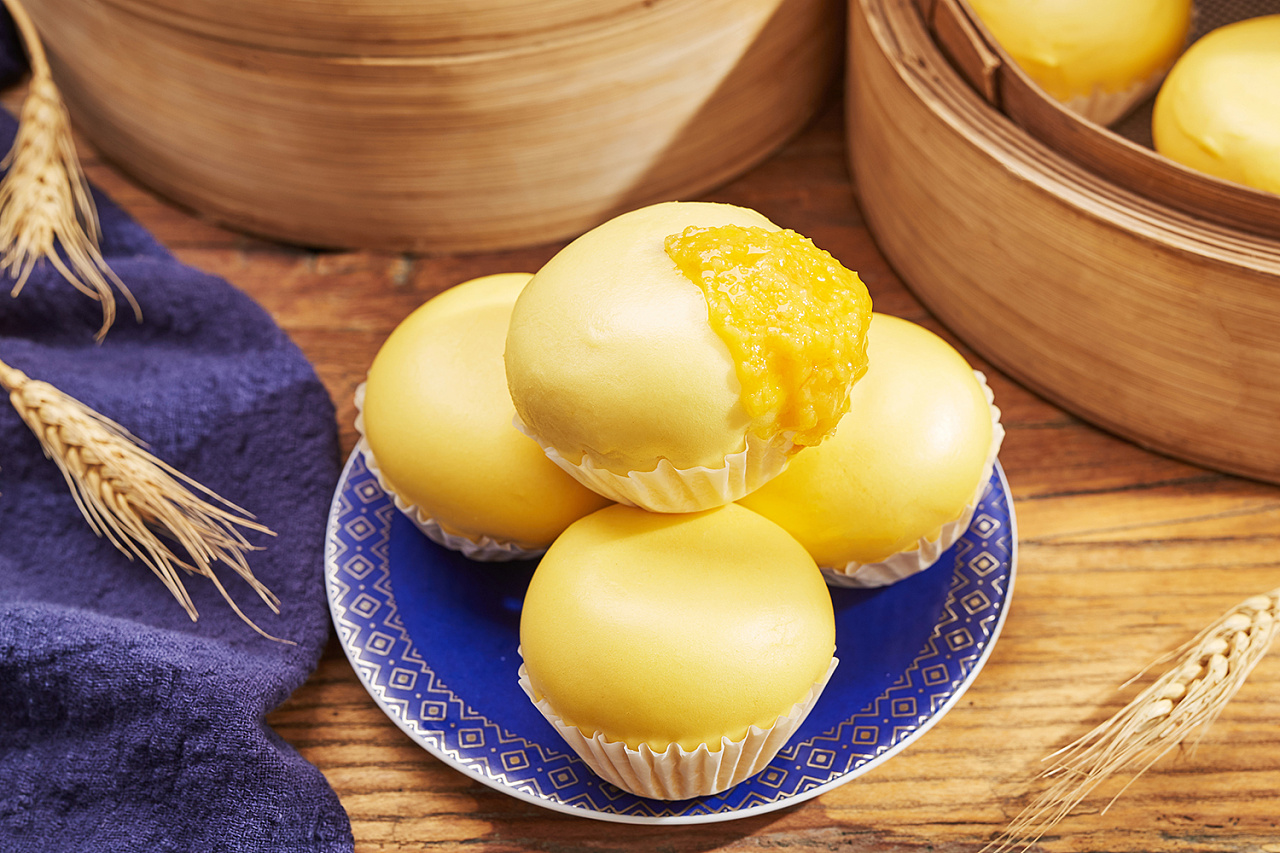 港式叉烧包广式早茶点心早餐速冻食品拍摄影拓文化