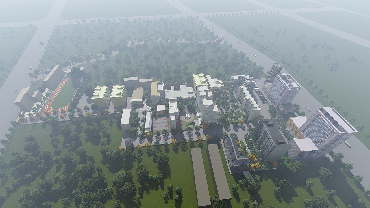 大学某校区鸟瞰图（图ZMjAyMDc3MjUy） - 建筑设计 - 站酷设计师BET不会设计原创素材 - 站酷ZCOOL