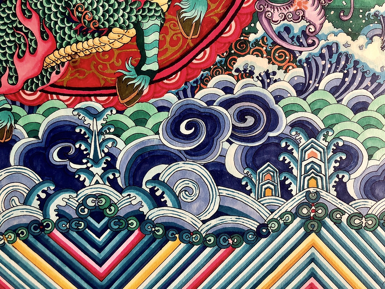 原创｜插画：官服补子·武一品：麟趾呈祥·五福捧寿