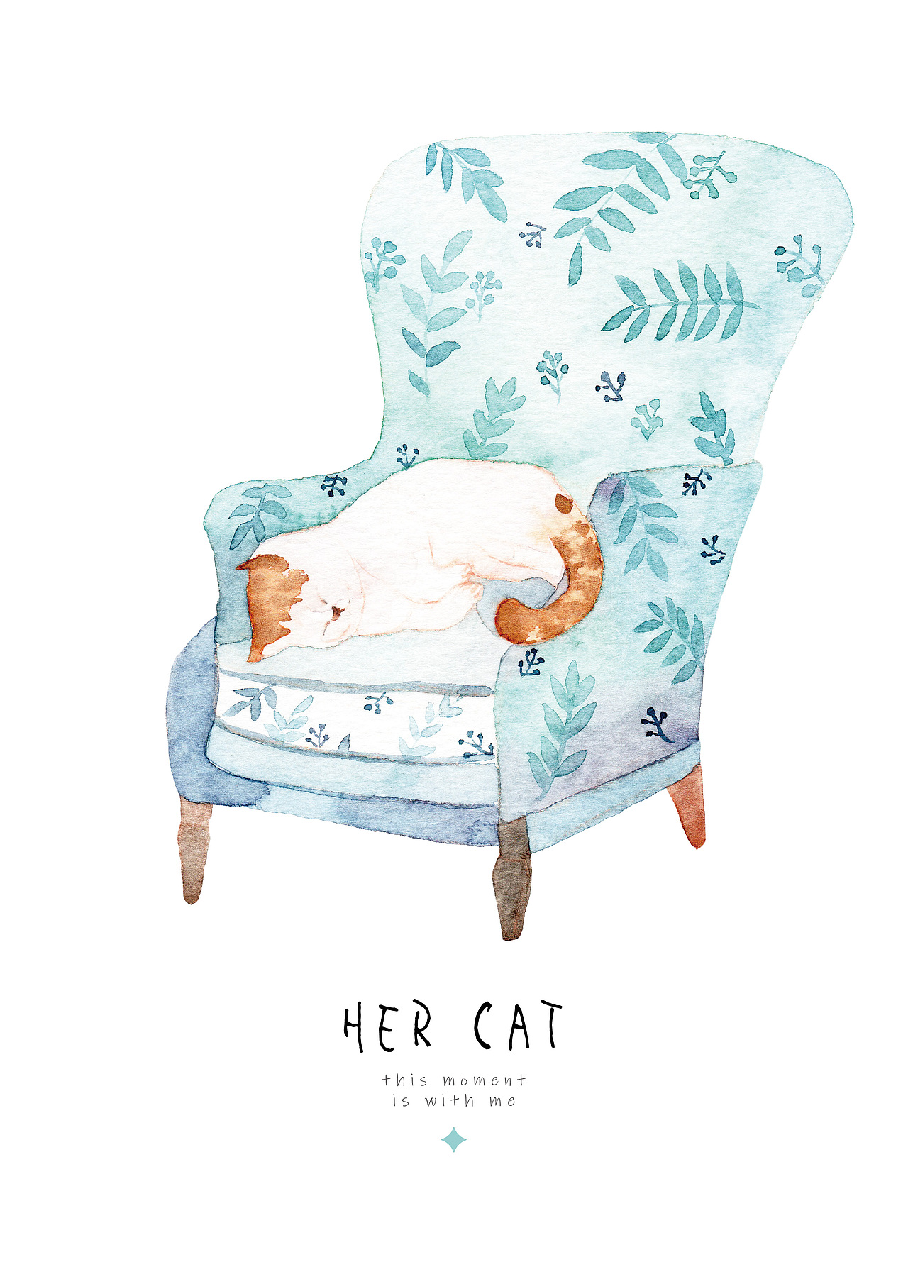 《她的猫》水彩插画（图ZMjExNTIzODQw） - 商业插画 - 站酷设计师郑夏是郑夏啊原创素材 - 站酷ZCOOL