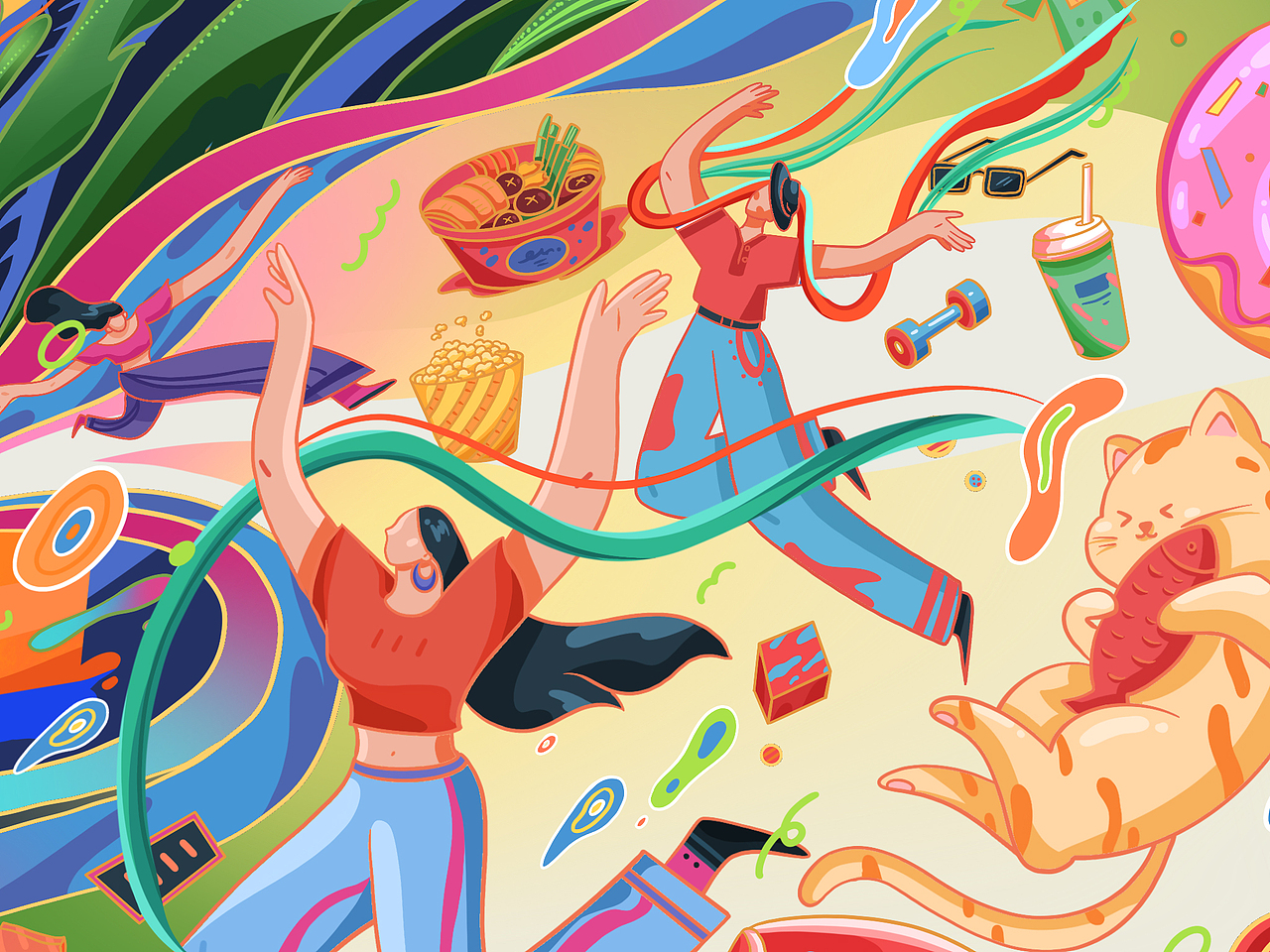 龙湖天街一周年主kv设计|插画|商业插画|方维创意_原创作品-站酷zcool