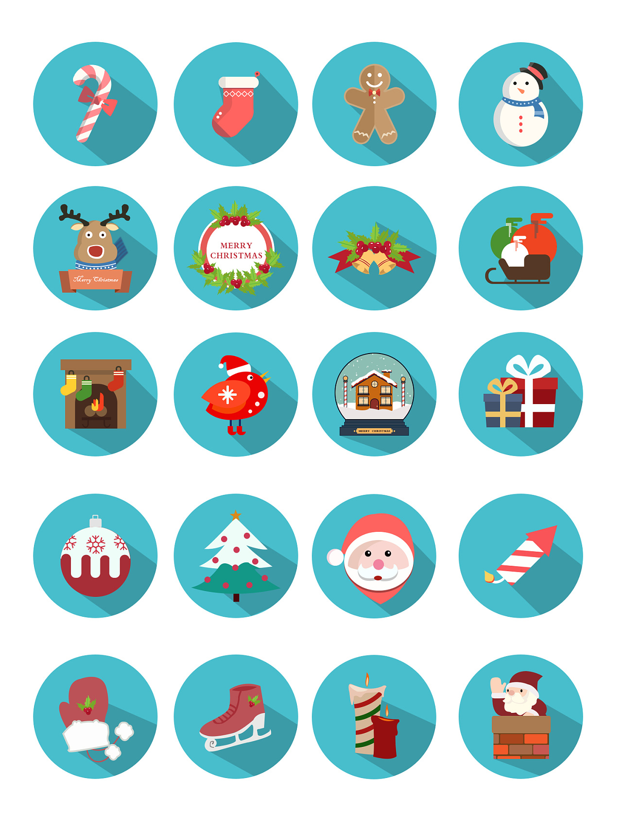 一组以圣诞元素为主题的icon