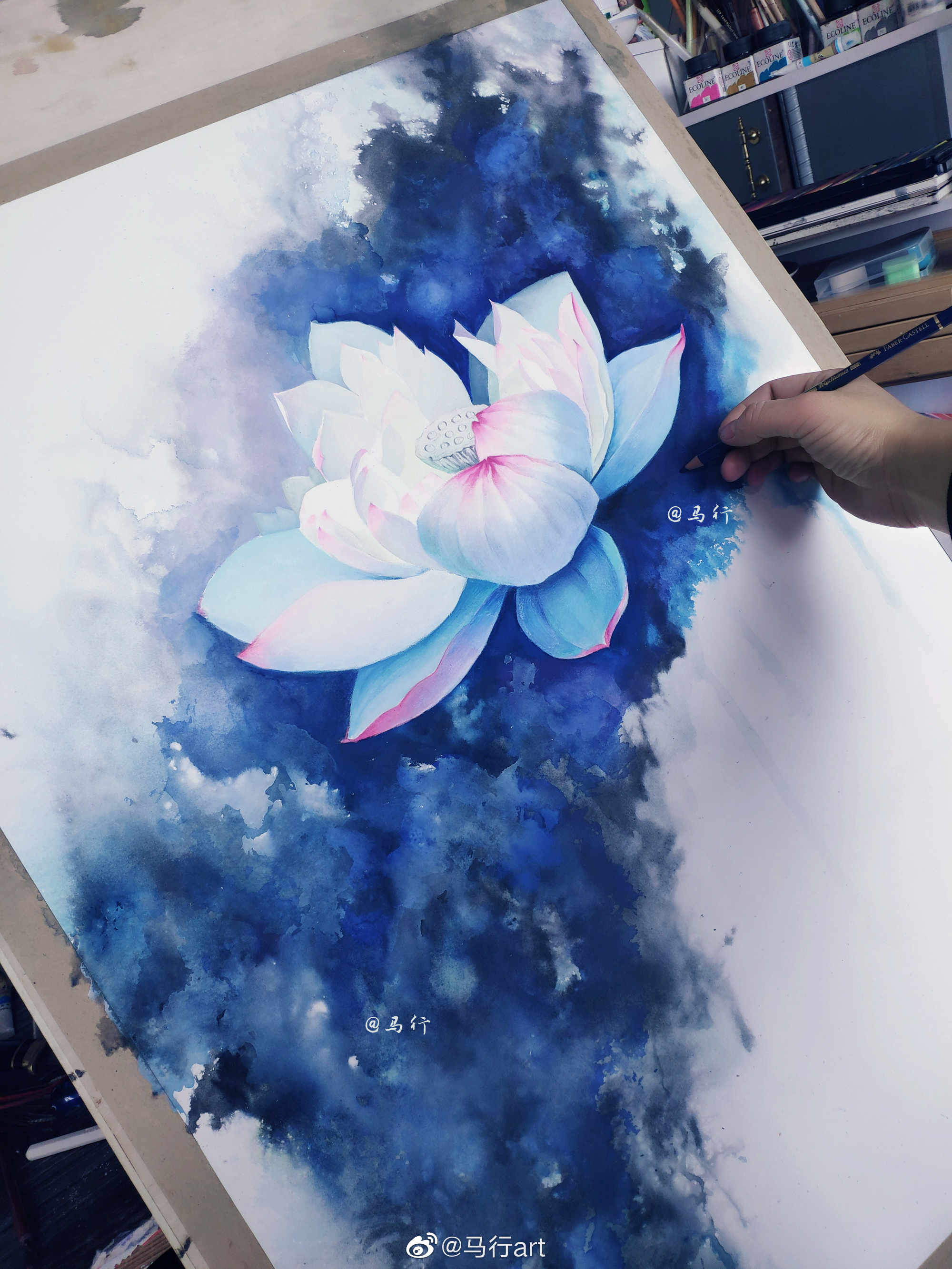 荷花|纯艺术|绘画|马行画彩铅 - 原创作品 - 站酷 (zcool)