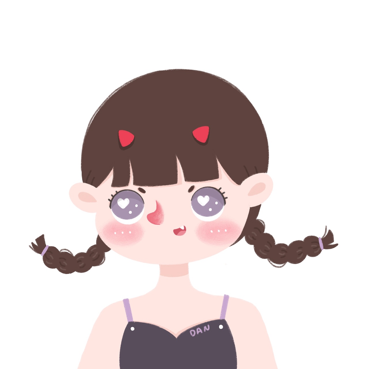 可爱的大脸妹妹97|插画|儿童插画|dan淡淡爱吃蛋黄 - 原创作品