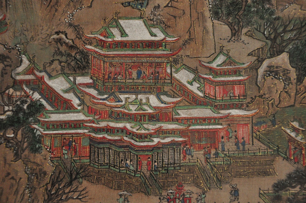 京畿瑞雪图纨扇临摹