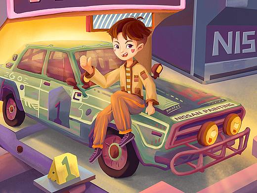 Violet东非拉力赛车-视觉插画设计