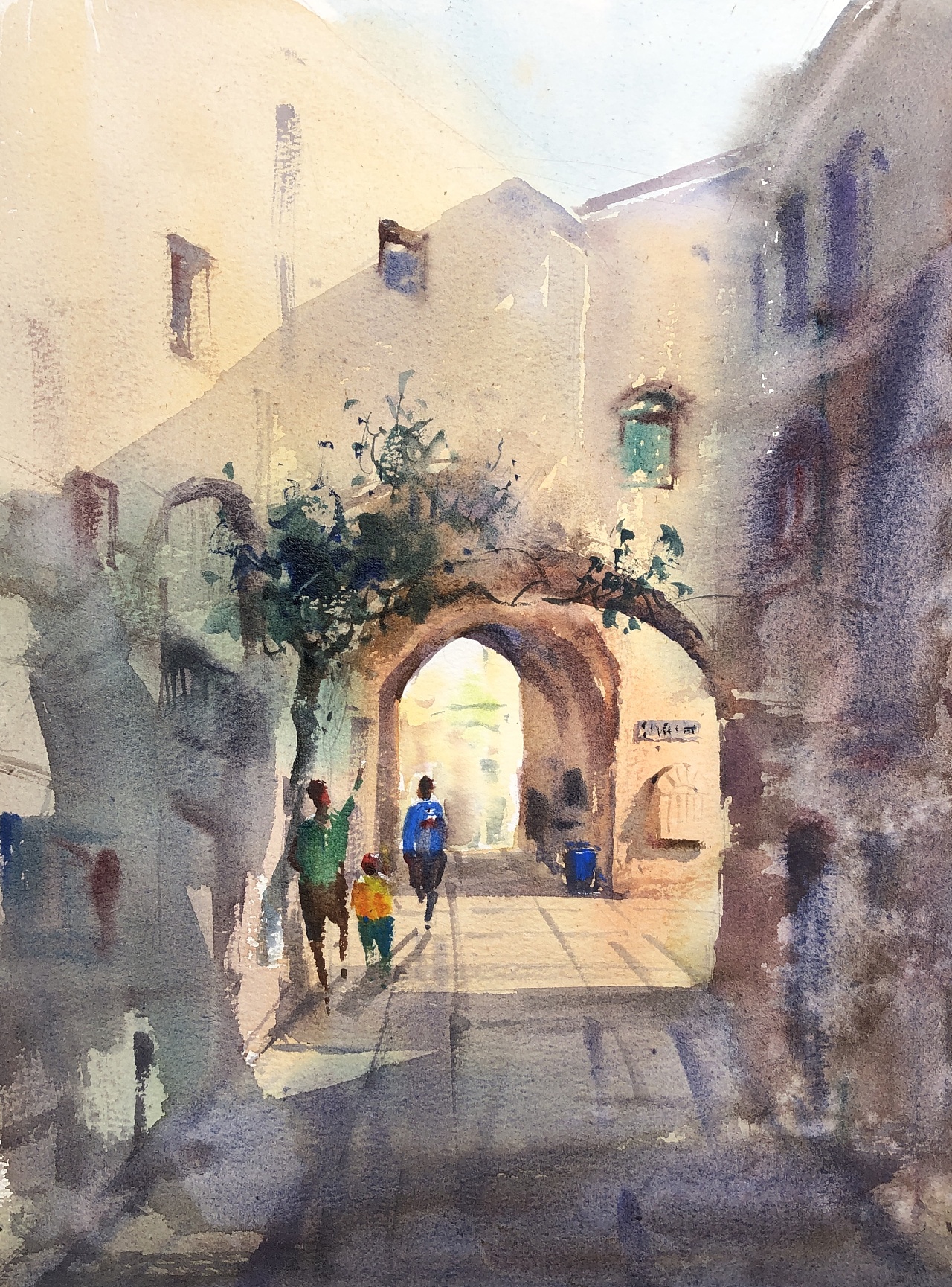 水彩风景|以色列的小巷