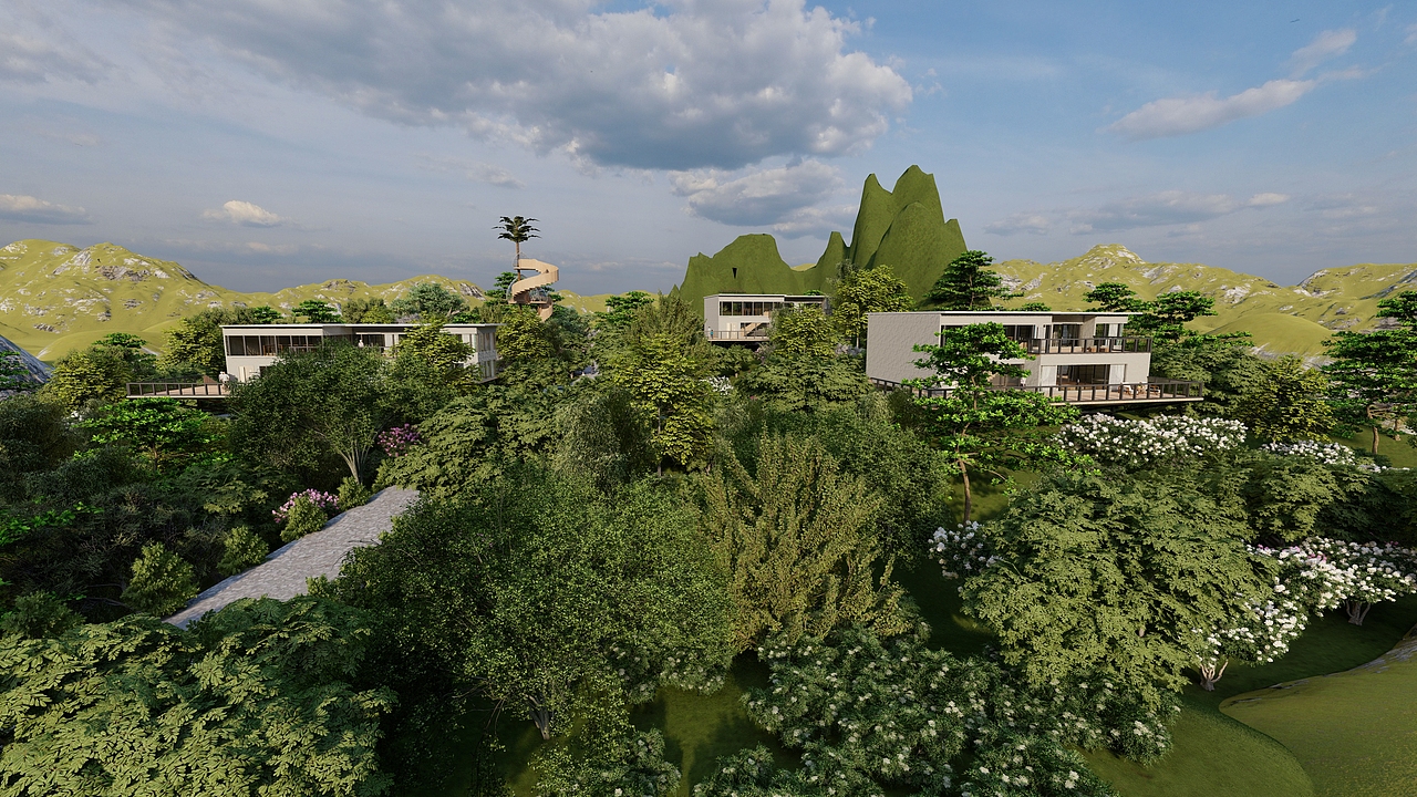 特殊地形建筑景观建筑模型