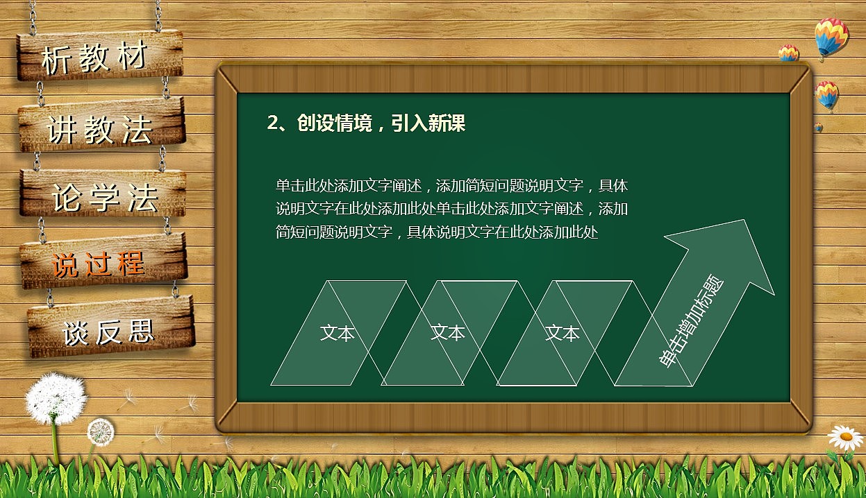 创意黑板讲台教师说课PPT模板