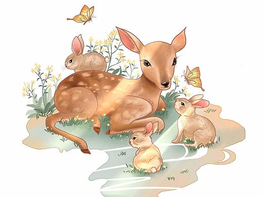 小鹿和兔子（個(gè)人主頁(yè)-ZMzM1OTE2NDg=） - 創(chuàng)作習(xí)作 - 站酷設(shè)計(jì)師一團(tuán)柔軟的云原創(chuàng)素材 - 站酷ZCOOL