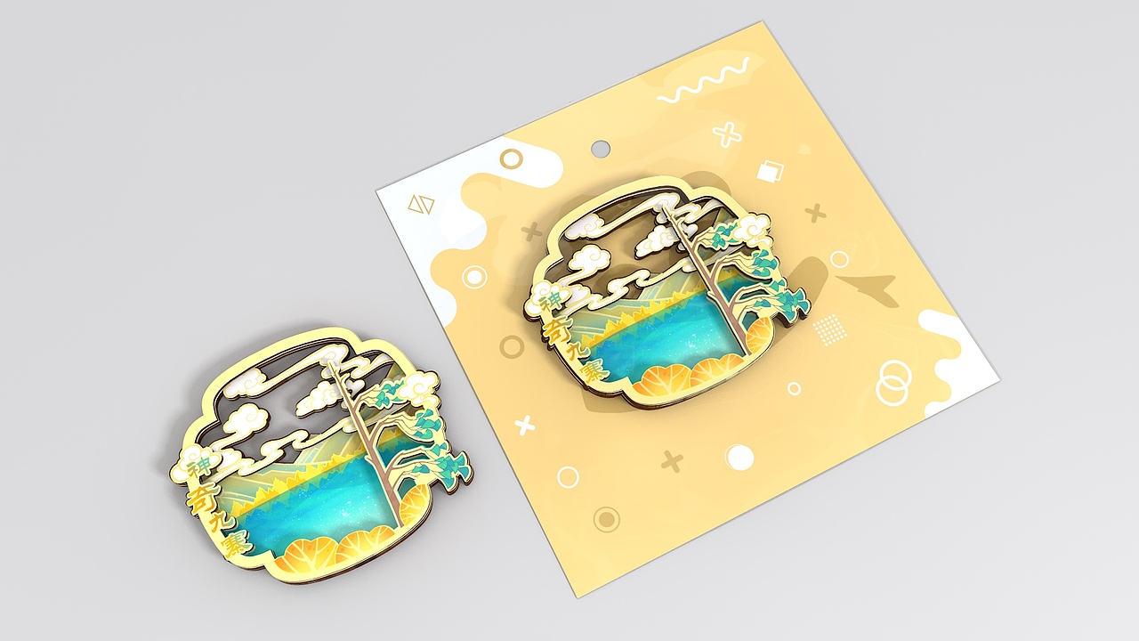 九寨黄龙多层木质冰箱贴